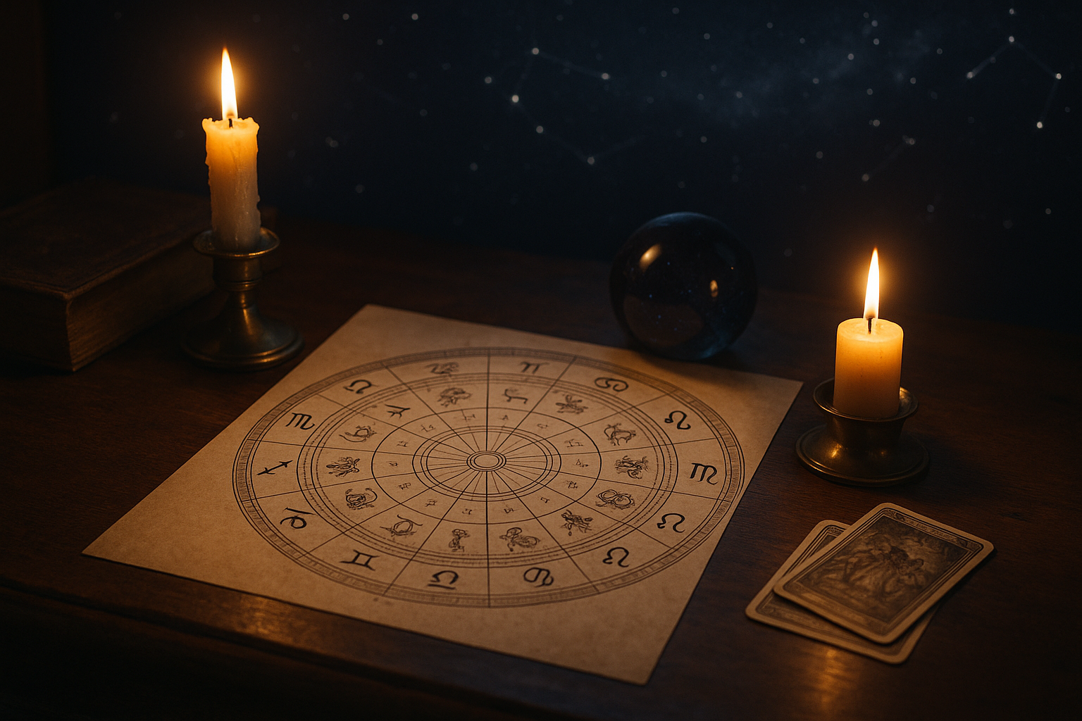 Horoskop dzienny 30 lipca 2026 – astrologiczny zodiak na planszy przy świecach i kryształowej kuli