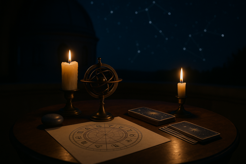 Astrologiczna prognoza na dzień Horoskop dzienny 30 września 2026 – karta zodiaku, świece i karty symbolizujące astrologiczną prognozę