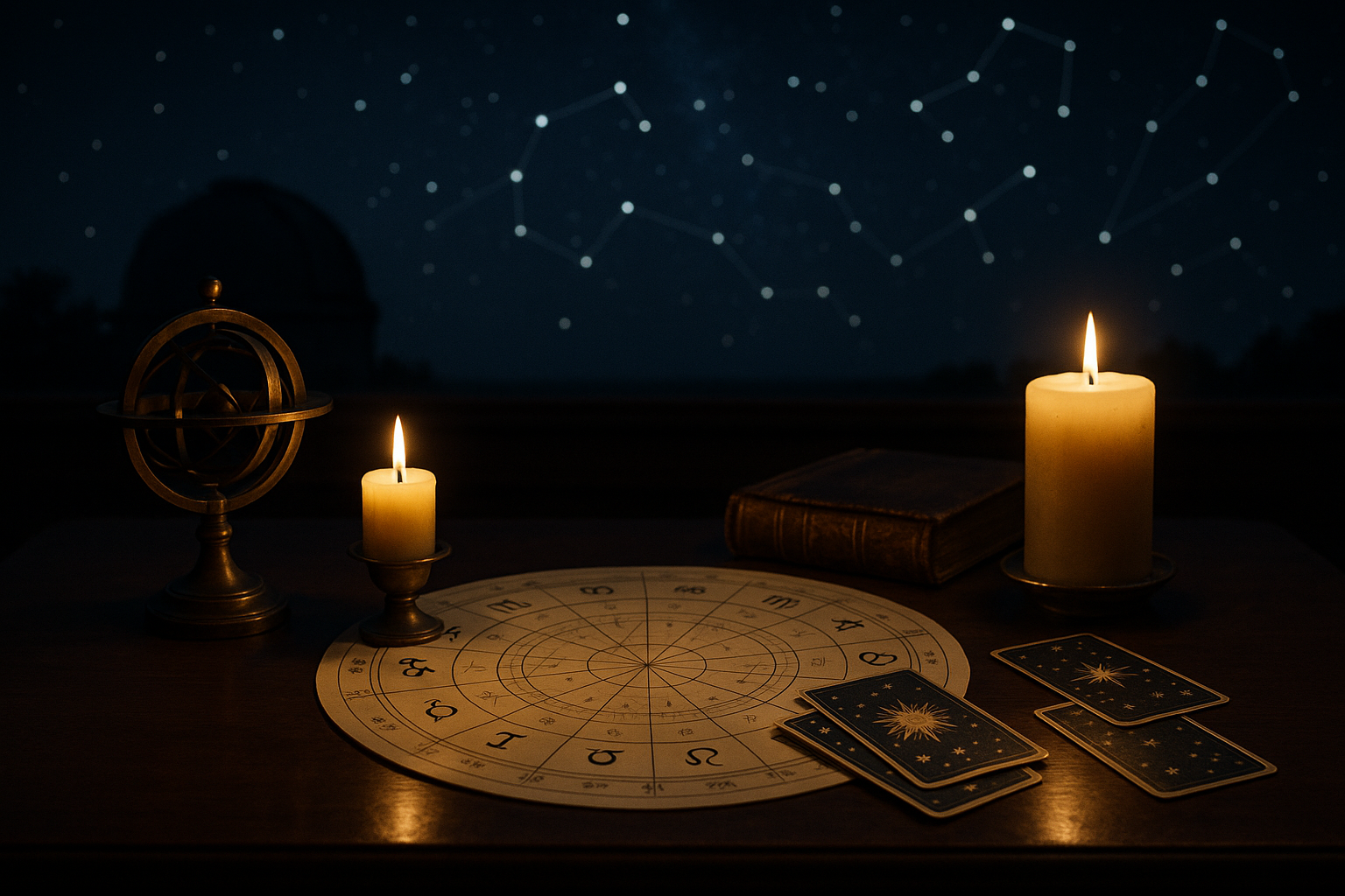 Horoskop dzienny 18 października 2026 – astrologiczna mapa, karty i świece na tle gwiazd